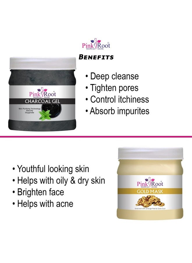 Pink Root - Pink Root Gold Mask 500gm with Charcoal Gel 500gm - Image 1