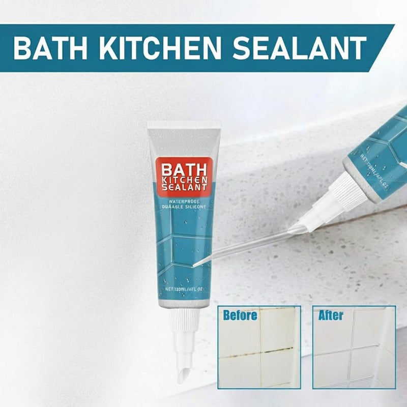 SYOSI Waterproof Tile Sealant and Mould Proof Seam Filler for Bathroom Floors and Kitchen Tiles, Anti-Yellowing Grout Repair Adhesive for Showers, Basins, and Indoor Sealing, White Finish - Image 3