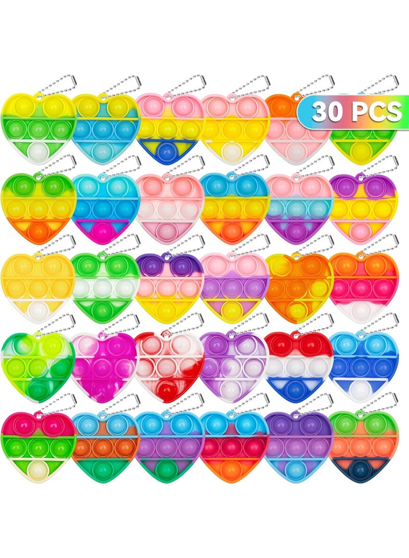 Pop Fidget Toys Bulk Its Valentines Day Gifts for Kids 36 Pack Valentines for Kids Classroom Valentines Day Party Favors Mini Heart Pop Fidget Keychain It Bulk Toys Valentine Goodie Bags Boys Girls - Image 1