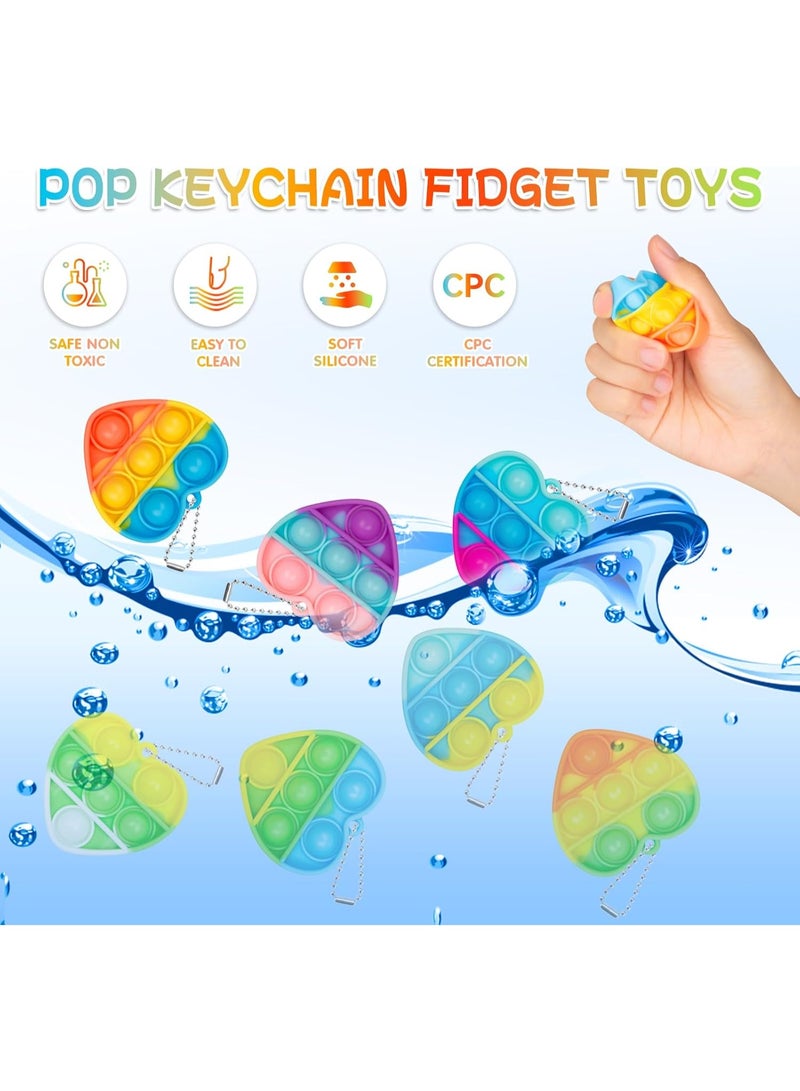 Pop Fidget Toys Bulk Its Valentines Day Gifts for Kids 36 Pack Valentines for Kids Classroom Valentines Day Party Favors Mini Heart Pop Fidget Keychain It Bulk Toys Valentine Goodie Bags Boys Girls - Image 3
