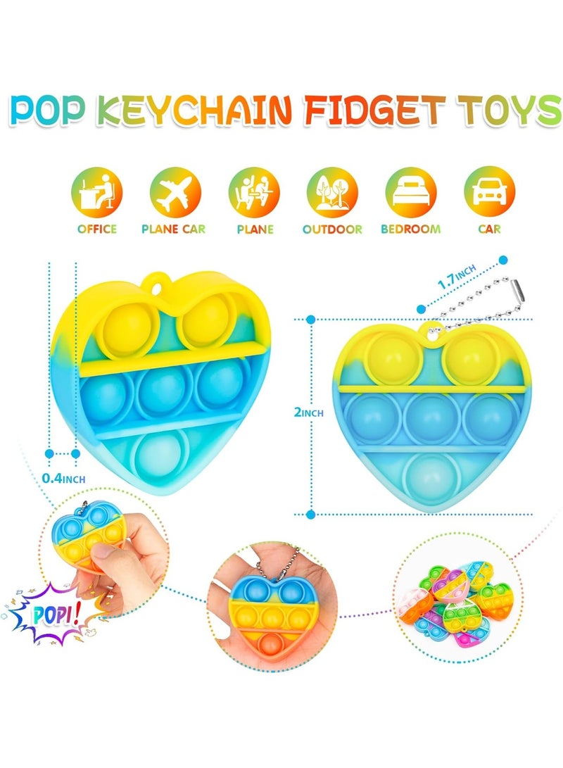Pop Fidget Toys Bulk Its Valentines Day Gifts for Kids 36 Pack Valentines for Kids Classroom Valentines Day Party Favors Mini Heart Pop Fidget Keychain It Bulk Toys Valentine Goodie Bags Boys Girls - Image 2