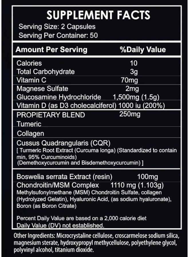 Vitamisan GLUCOSAMINE CHONDROITIN TURMERIC 2800MG TRIPLE STRENGTH 100 caps JOINT SUPPORT - Image 1