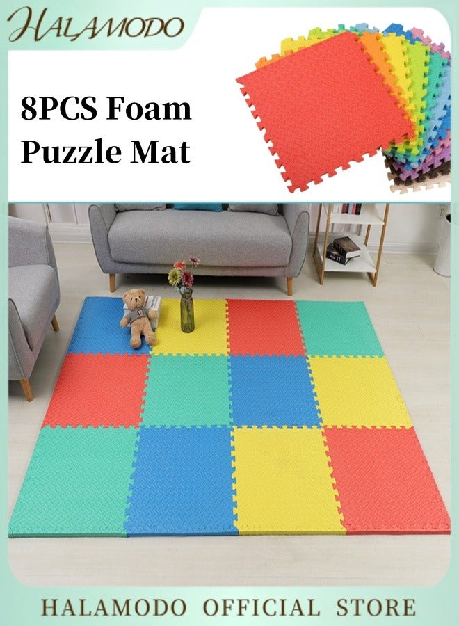 HALAMODO 8PCS Foam Puzzle Floor Play Mat Interlocking Puzzle Made of  Non-Toxic EVA with Bright Colors to Build a Safe Play Area for Kids & Babies & Toddlers - Image 1