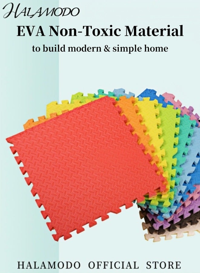 HALAMODO 8PCS Foam Puzzle Floor Play Mat Interlocking Puzzle Made of  Non-Toxic EVA with Bright Colors to Build a Safe Play Area for Kids & Babies & Toddlers - Image 2