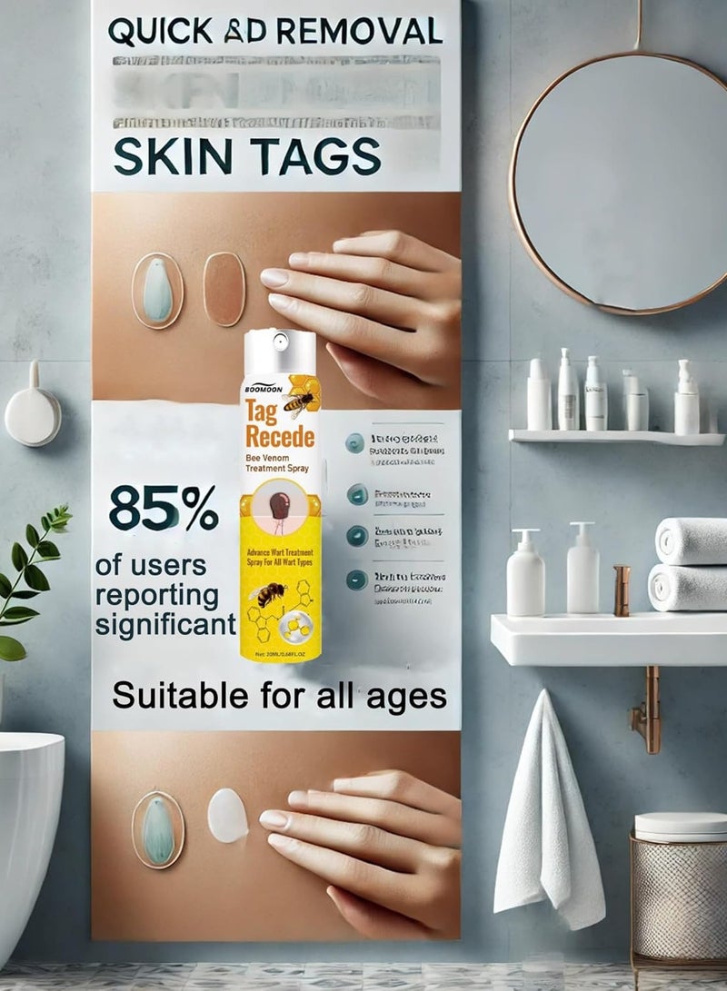 2pcs Skin Tag Removal Spray Tag Recede Bee Venom Spray, Bee Venom Warts and Button Removal Treatment Spray, TagRecede Bee Venom Treatment Spray Against Warts 20ml