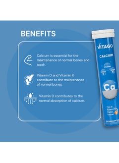 VITAGO Calcium Effervescent Tablet, Vitamin D3, K2 - 20 Tablets  - Image 3