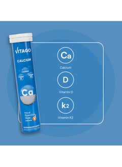 VITAGO Calcium Effervescent Tablet, Vitamin D3, K2 - 20 Tablets  - Image 2