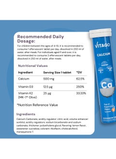 VITAGO Calcium Effervescent Tablet, Vitamin D3, K2 - 20 Tablets  - Image 4