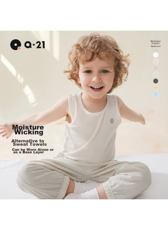 Q21 Tencel Moisture-wicking Children's Undershirt Vest, Antibacterial, Summer, Class A, Sleeveless, For Boys And Girls, Baby, 100cm - Image 1