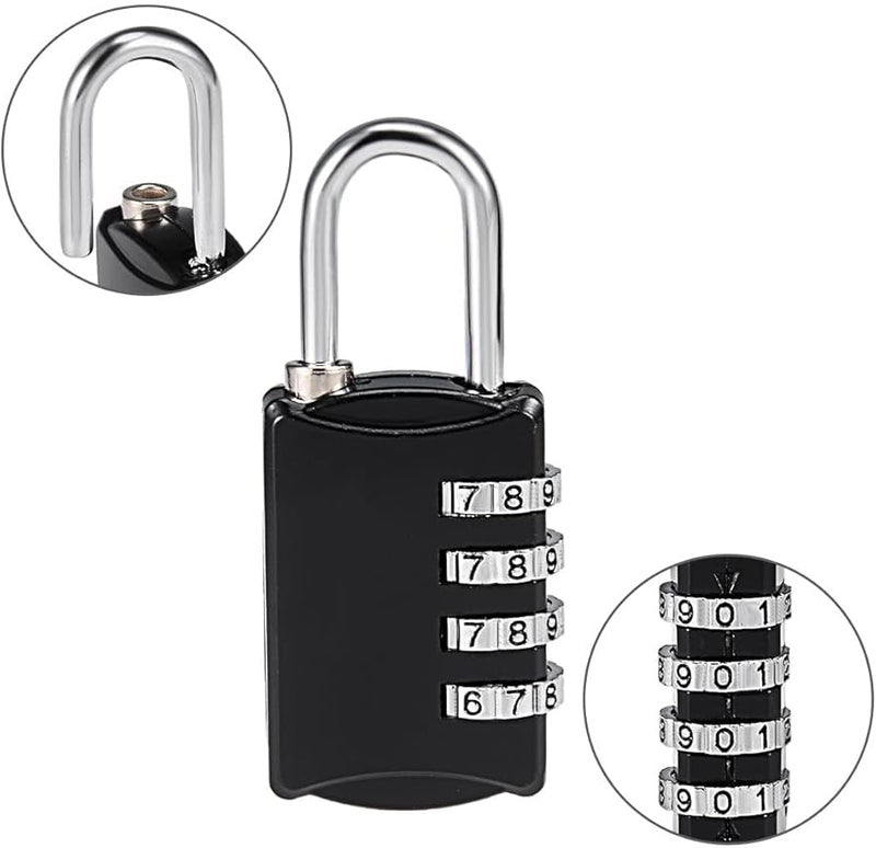 قفل رقمي مكون من 4 أرقام، أسود، من سبائك الزنك، مع قيد 4 مم - Image 3