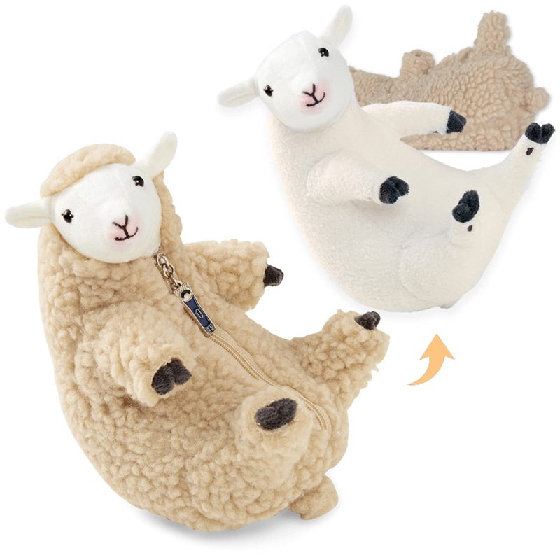 Furvana Shaved Sheep Stuffed Animal Sheep Plush Toy Cute Plushie for Girls Sleeping Pet Buddy Lamb Stuffed Animal Best Birthday Gifts for Women Boys Teens Small Plush Toy - Image 2