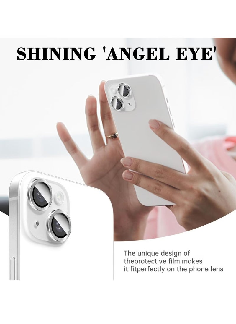 ELTRAZONE Camera Lens Protector for iPhone 16/iPhone 16 Plus – Tempered Glass Camera Cover Screen Protector with Automatic Alignment Metal Individual Rings, HD Anti-Scratch Accessories (Silver)  - Image 3