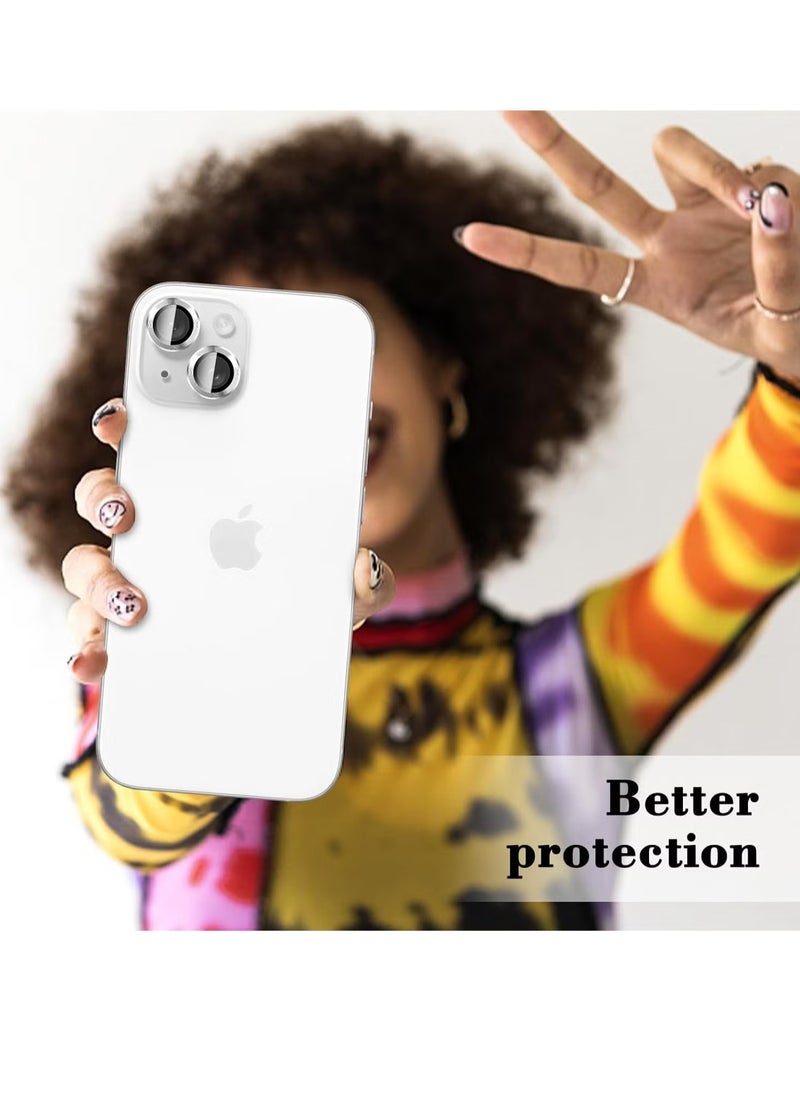 ELTRAZONE Camera Lens Protector for iPhone 16/iPhone 16 Plus – Tempered Glass Camera Cover Screen Protector with Automatic Alignment Metal Individual Rings, HD Anti-Scratch Accessories (Silver)  - Image 5