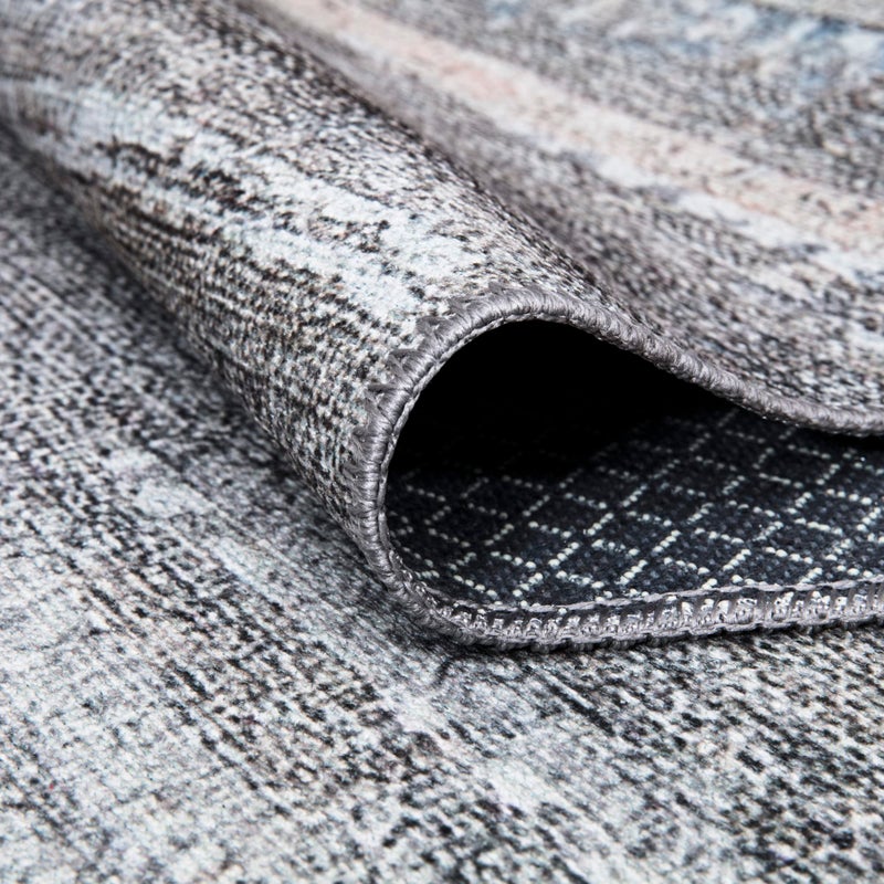 Bloom Rugs بلوم سجاد قابلة للانزلاق 3 '× 5' سجادة - رمادي/أزرق/أحمر الخدود ، سجادة منطقة تجريدية حديثة لغرفة غرفة المعيشة غرفة الطعام والمطبخ - الحجم الدقيق: 3 '× 5' - Image 3
