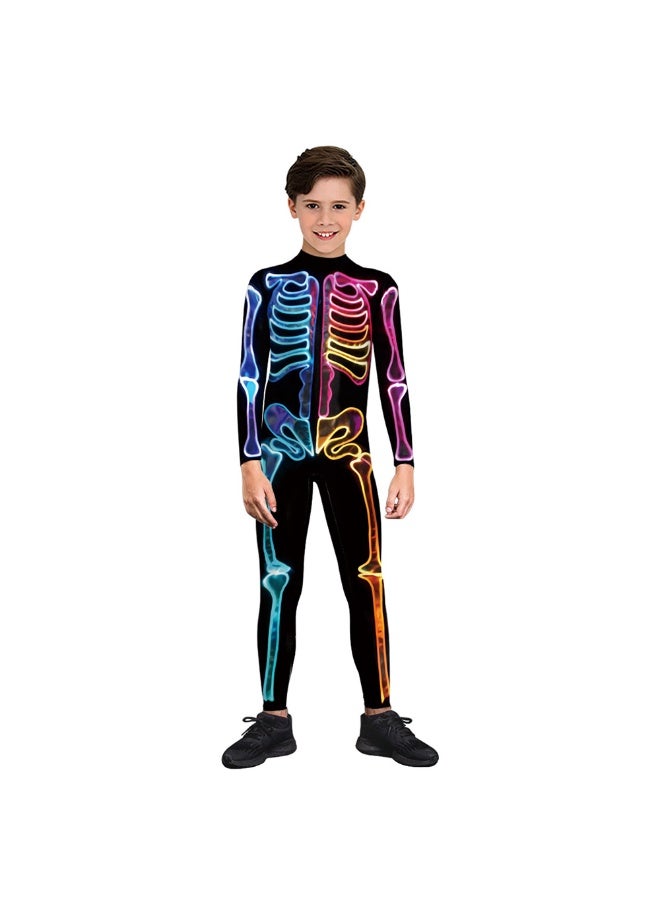 NIBEMINENT Halloween creative skeleton digital printed children's performance one-piece costume - Image 1
