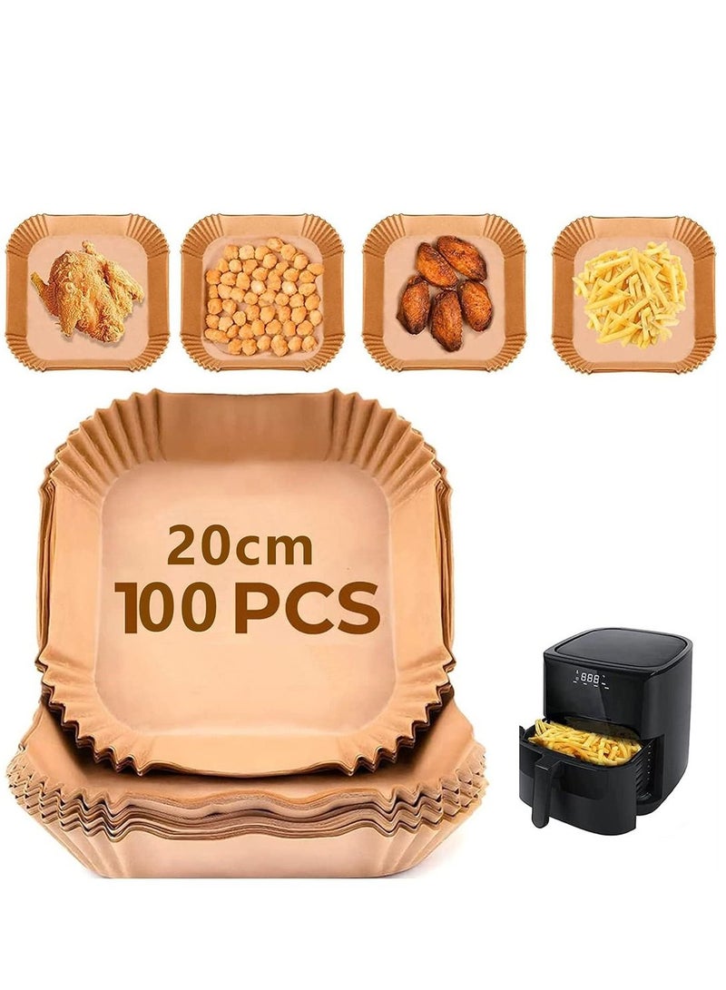 الهواء المقلاة بطانة 100 قطعة من الورق القابل للتصرف غير عصا الطبخ مربع المضادة للنفط ورقة بطانة جلد الغنم متوافق ( 7.9in ) - Image 1