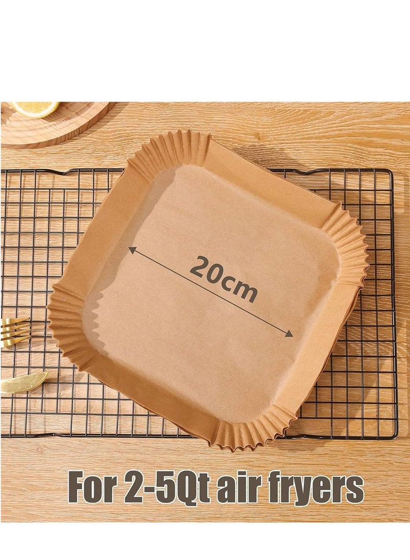 الهواء المقلاة بطانة 100 قطعة من الورق القابل للتصرف غير عصا الطبخ مربع المضادة للنفط ورقة بطانة جلد الغنم متوافق ( 7.9in ) - Image 3