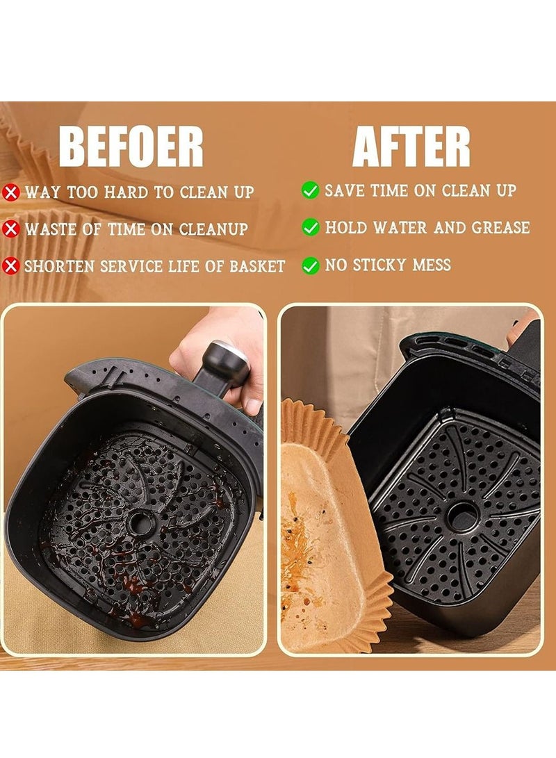 الهواء المقلاة بطانة 100 قطعة من الورق القابل للتصرف غير عصا الطبخ مربع المضادة للنفط ورقة بطانة جلد الغنم متوافق ( 7.9in ) - Image 5