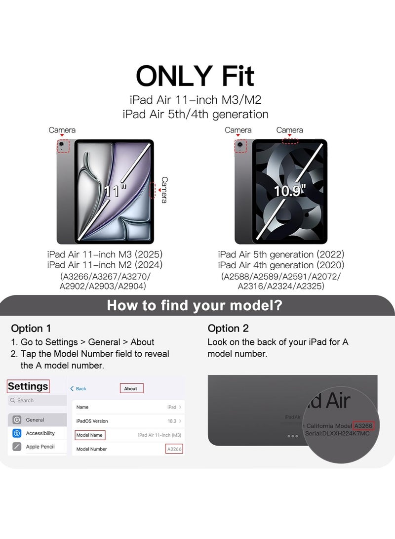 MIGOFAST IPad Air 11-Inch M3/M2 (2025/2024) iPad Air 5/4 (2022/2020 5th/4th Generation 10.9-Inch) with Pencil Holder, Slim Tablet Cover with Soft TPU Back, Auto Wake/Sleep Light Purple - Image 2