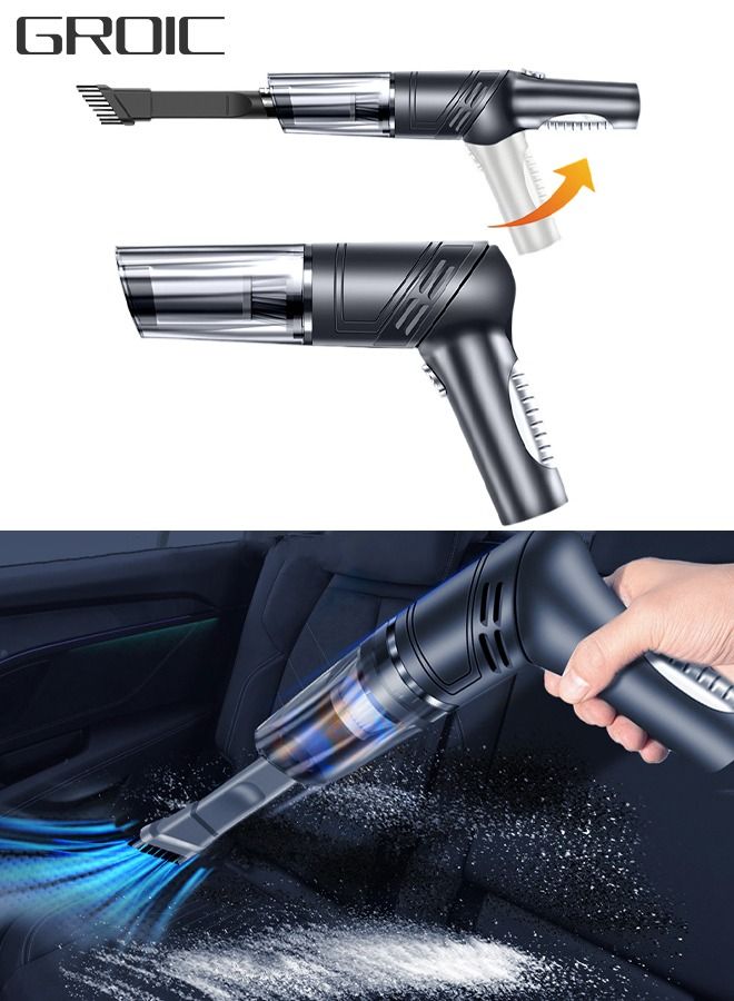 GROIC Cordless Handheld Vacuum Cleaner, Hand held Vacuum Cleaner, 12000Pa Car Vacuum Cleaner Dual Suction Modes Ultra Light Rotatable Cordless Rechargeable Car Vacuum Wet Dry for Car  - Image 1
