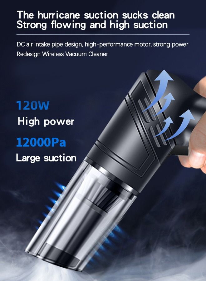 GROIC Cordless Handheld Vacuum Cleaner, Hand held Vacuum Cleaner, 12000Pa Car Vacuum Cleaner Dual Suction Modes Ultra Light Rotatable Cordless Rechargeable Car Vacuum Wet Dry for Car  - Image 4