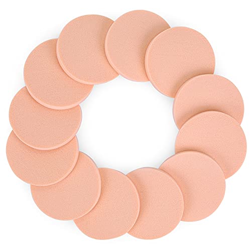 Molain Round Sponge Puff Set12 Pcs 22 Inch Facial Powder Puffs Foam Sponges For Liquid Foundation Makeup Facial Cleansing