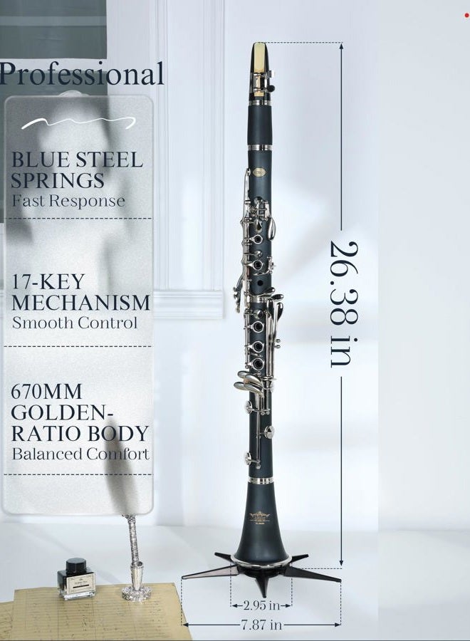 AKLOT B Flat Concert Clarinet: Precision Tone Hole Design for Stable Intonation, Durable Nickel-Plated Keys, Including Scratch-Resistant Bag, Barrel, Full Cleaning Kit, Cork Grease(Ember-MN) - Image 5