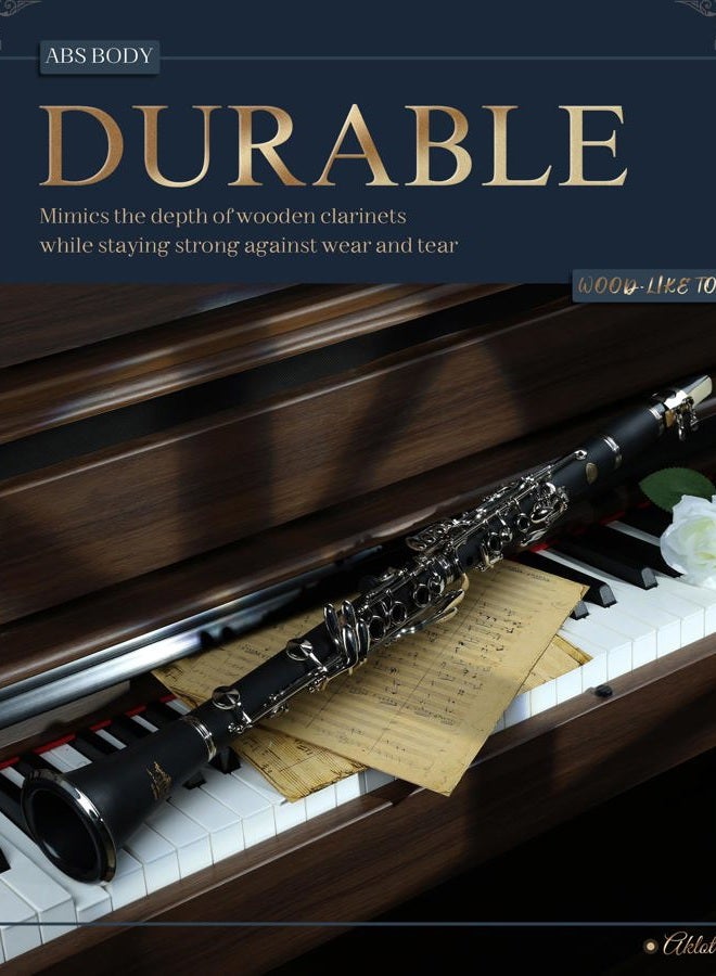 AKLOT B Flat Concert Clarinet: Precision Tone Hole Design for Stable Intonation, Durable Nickel-Plated Keys, Including Scratch-Resistant Bag, Barrel, Full Cleaning Kit, Cork Grease(Ember-MN) - Image 2