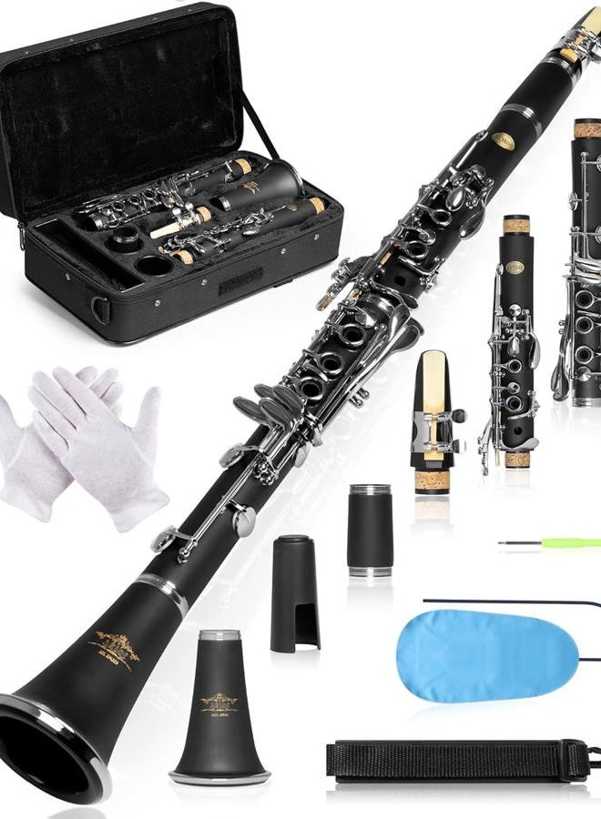 AKLOT B Flat Concert Clarinet: Precision Tone Hole Design for Stable Intonation, Durable Nickel-Plated Keys, Including Scratch-Resistant Bag, Barrel, Full Cleaning Kit, Cork Grease(Ember-MN) - Image 1