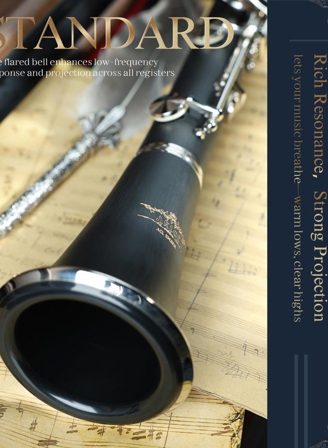 AKLOT B Flat Concert Clarinet: Precision Tone Hole Design for Stable Intonation, Durable Nickel-Plated Keys, Including Scratch-Resistant Bag, Barrel, Full Cleaning Kit, Cork Grease(Ember-MN) - Image 4
