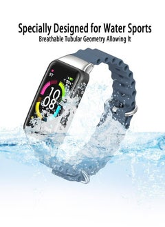 X-level Silicone Ocean Strap Compatible with Honor Band 6/7/Huawei Band 6 Breathable Comfortable Adjustable Sports Replacement Band for Honor Band 6/7/Huawei Band 6 Silicone Hole Wavy Desing Band  - Image 3