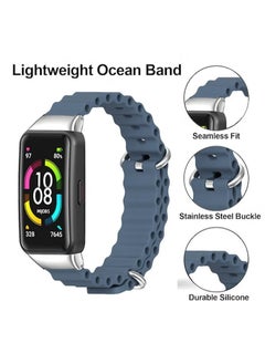 X-level Silicone Ocean Strap Compatible with Honor Band 6/7/Huawei Band 6 Breathable Comfortable Adjustable Sports Replacement Band for Honor Band 6/7/Huawei Band 6 Silicone Hole Wavy Desing Band  - Image 4