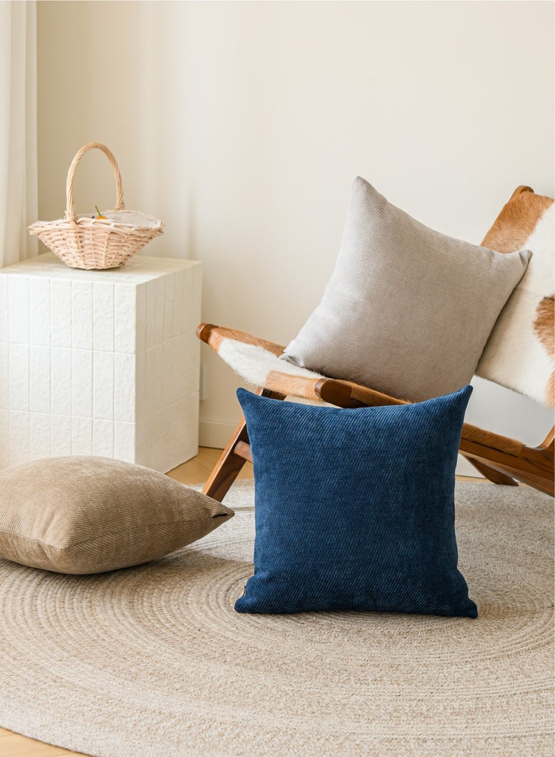 a moment a moment Pack of 2 Decorative Chenille Throw Pillow Covers with Twill Cushion Covers for Sofa Living Room Couch Bed 45x45 CM Blue  - Image 5