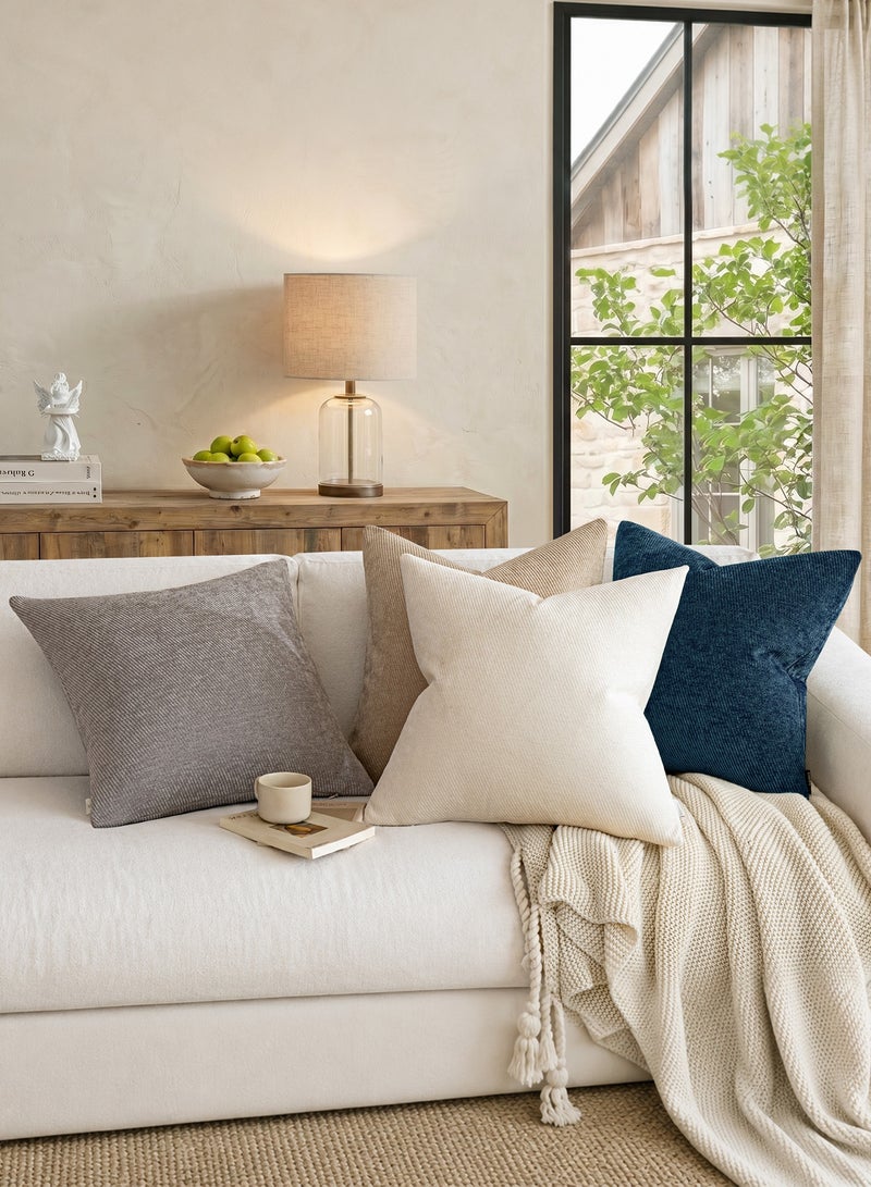 a moment Pack of 2 Decorative Chenille Throw Pillow Covers with Twill Cushion Covers for Sofa Living Room Couch Bed 45x45 CM (18x18 Inch)  Blue - Image 4
