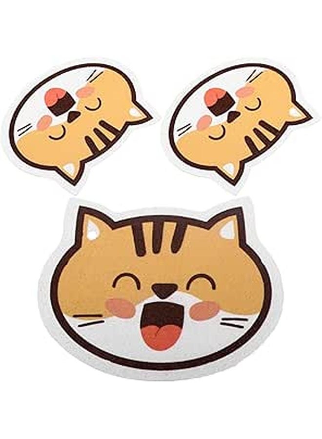 Compressed Wood Pulp Dish Scrubbers 3 Pack Reusable Cat Pattern Sponges For Kitchen And Bathroom - Image 1