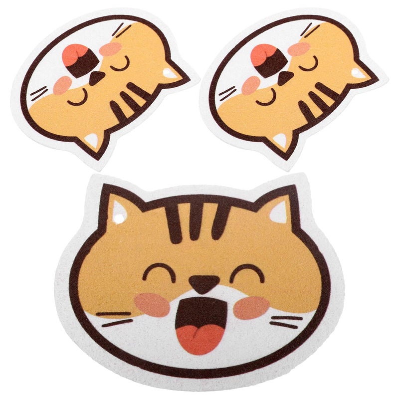 Compressed Wood Pulp Dish Scrubbers 3 Pack Reusable Cat Pattern Sponges For Kitchen And Bathroom - Image 2