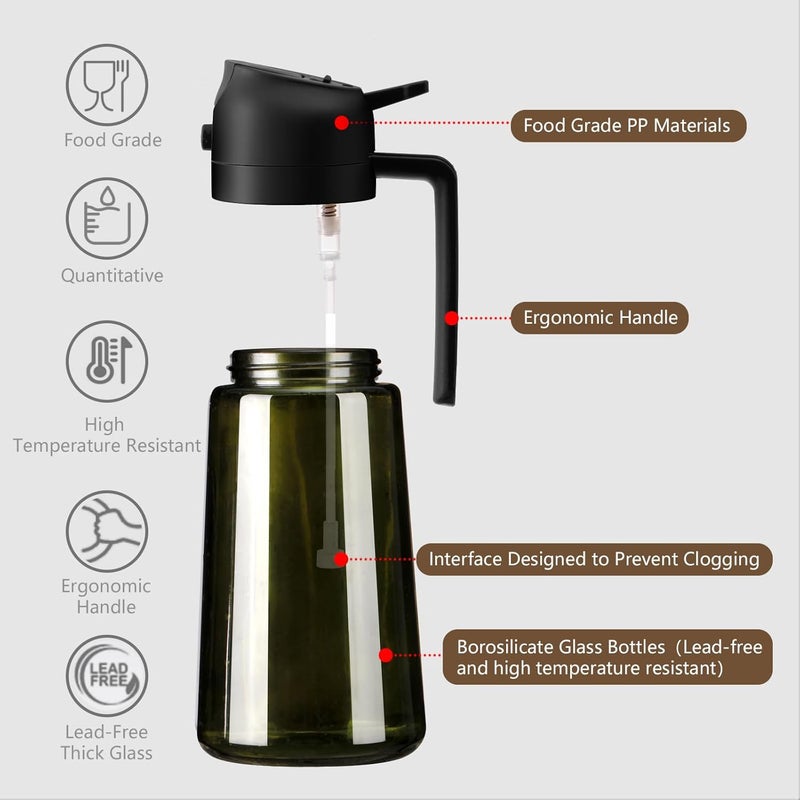 SWEET VIEW Olive Oil Dispenser and Oil Sprayer – 16oz/470ml Glass Light-Proof Oil Pourer for Kitchen, Air Fryer, Cooking, Salad, and BBQ - Image 5
