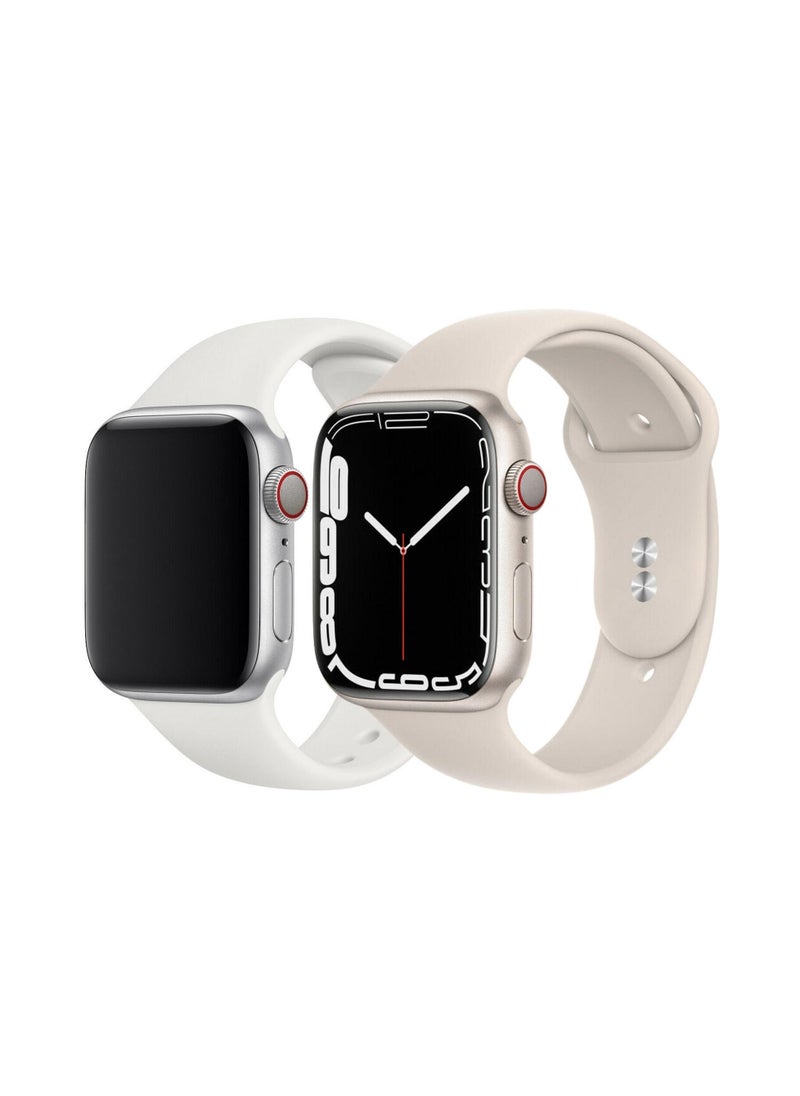 YOMNA Strap For Apple Watch Series - Iwatch Silicone Sport Band Strap 42/44Mm White And Peach (Set Of 2)  - Image 1
