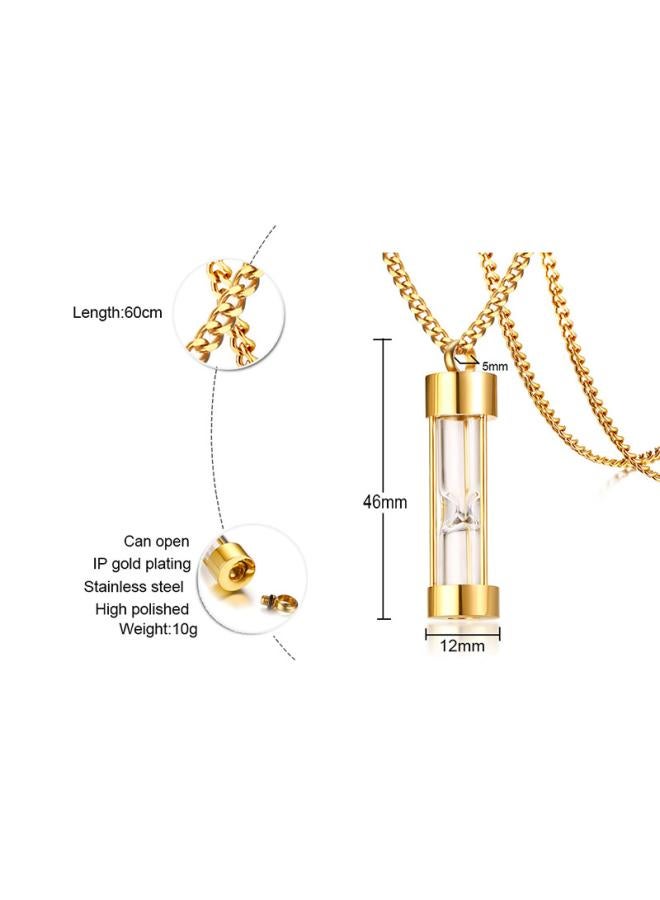 Stainless Steel Glass Hourglass Urn Openable Pendant Perfume Bottle Men And Women's Box Leakage Sand Necklace Pn979