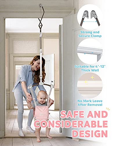 Infant Master Doorway Jumper, Durable Bumper Jumper w/Adjustable Height, Funny Baby Doorway Swing Bouncer w/Seat Bag, Popular Gift for Infant & Toddler, Portable and Free Installation, Pink - Image 5