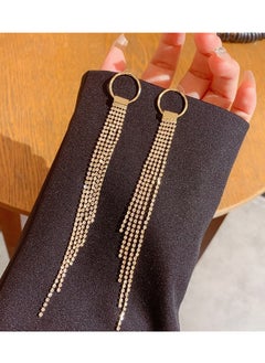 Gold earrings: Ring and multi-layer diamond chain tassel perfect fusion, dazzling can brighten the skin, light and comfortable and versatile, show noble temperament