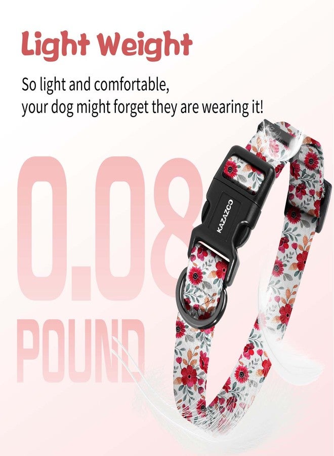 Kazazoo Dog Collar Cute and Soft Nylon Puppy Collar for Boy and Girl, Adjustable Dog Collars for Small Medium Dogs, Red Flowers-XS - Image 4