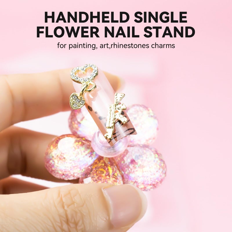 ESUOHYM Nail Stand for Press On Fake Nails Painting Display Practice, Powerful Magnetic Nail Holder for Diy Design, Single Flower Nail Stand with 200 PCS Double-Sided Tapes, Nail Tools for Home Salon - Image 3