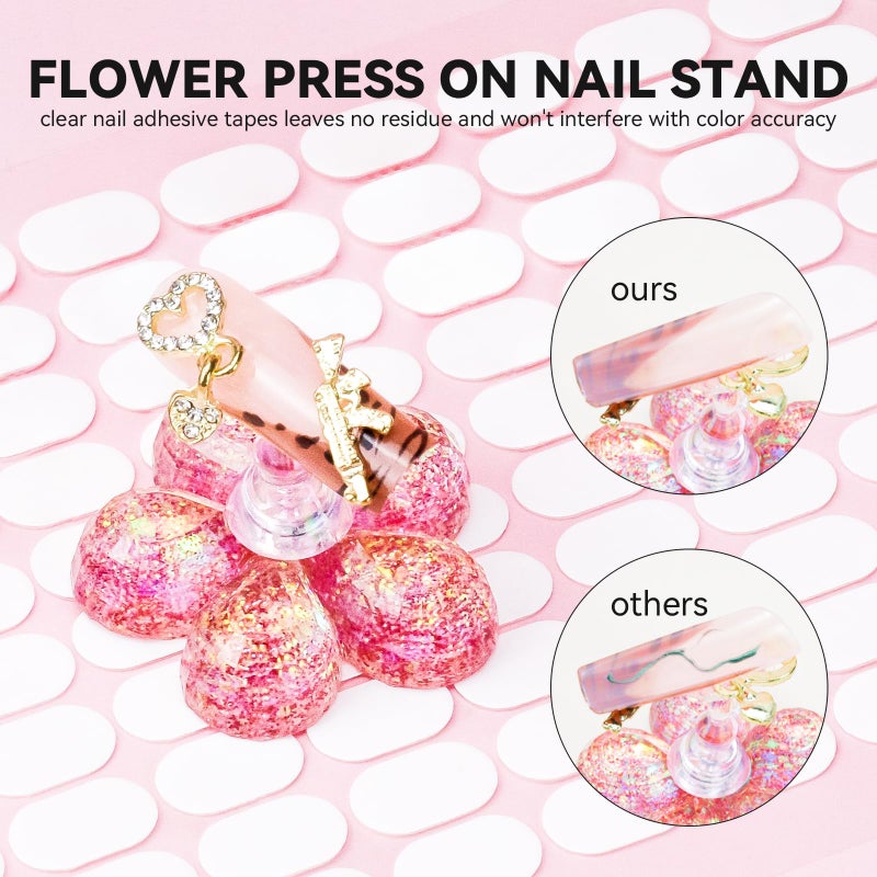 ESUOHYM Nail Stand for Press On Fake Nails Painting Display Practice, Powerful Magnetic Nail Holder for Diy Design, Single Flower Nail Stand with 200 PCS Double-Sided Tapes, Nail Tools for Home Salon - Image 5
