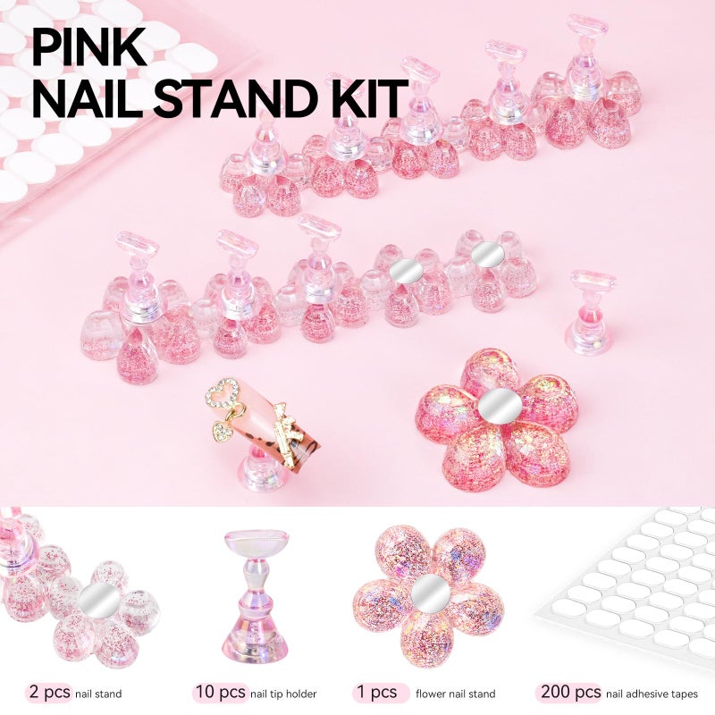 ESUOHYM Nail Stand for Press On Fake Nails Painting Display Practice, Powerful Magnetic Nail Holder for Diy Design, Single Flower Nail Stand with 200 PCS Double-Sided Tapes, Nail Tools for Home Salon - Image 2