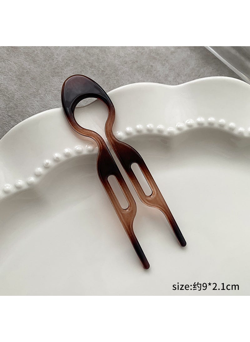 Generic - Simple hair clip fashion back head ball head lazy hair curling artifact temperament hair curling hairpin headdress 1# double hole caramel color - Image 1
