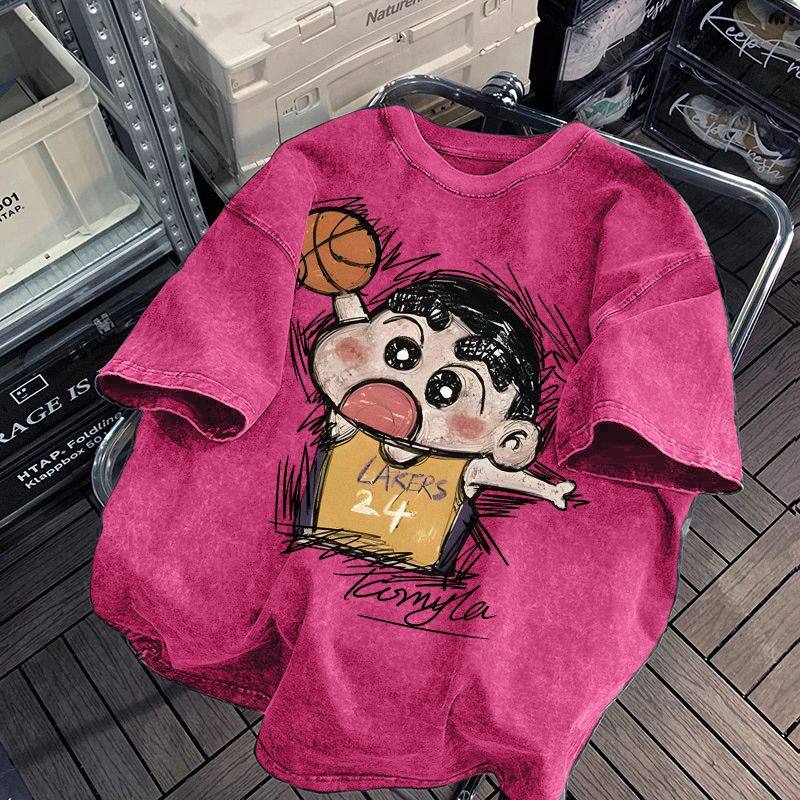Extra Large Size 150kg Trendy Brand Anime Crayon Shin-chan Short-Sleeved T-Shirt Men's and Women's Summer Heavy Cotton Couple Top - Image 2