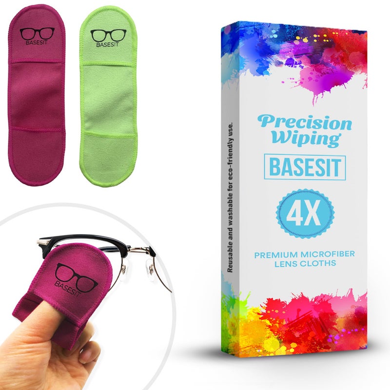Basesit Eyeglass Cleaning Cloth 4 Pack Eyeglass Cleaning Wipes Lens Wipes for Eyeglasses Eye Glasses Cleaner Wipes Eye Glass Clean Cloths Eye Glasses Cleaner Cloth RoseGreen