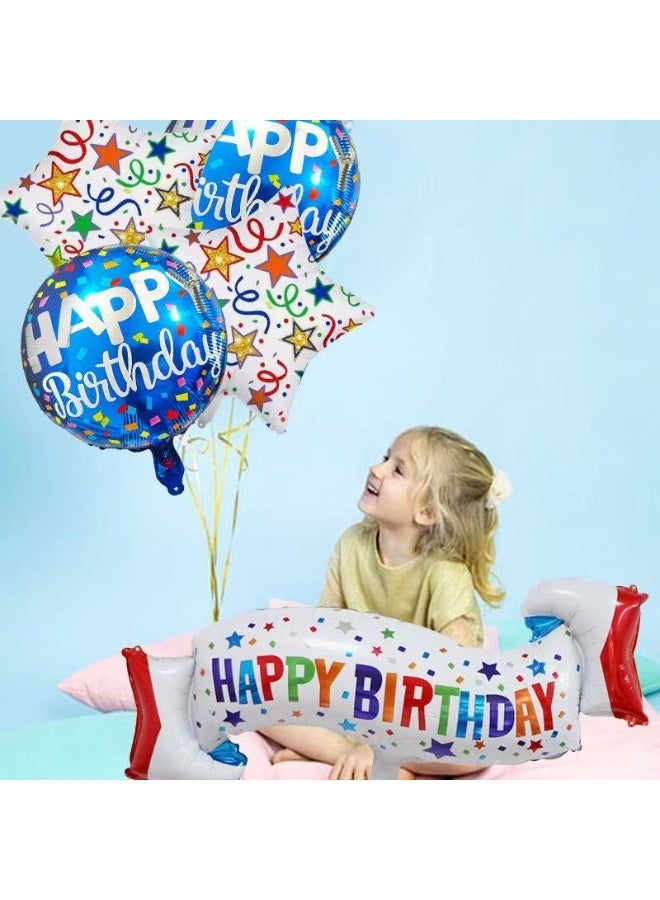 Happy Birthday Foil Balloon Set – Colorful Birthday Party Decorations with Stars & Round Balloons, Helium Foil Balloons for Kids & Adults Party Supplies - Image 3
