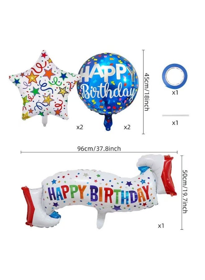 Happy Birthday Foil Balloon Set – Colorful Birthday Party Decorations with Stars & Round Balloons, Helium Foil Balloons for Kids & Adults Party Supplies - Image 2